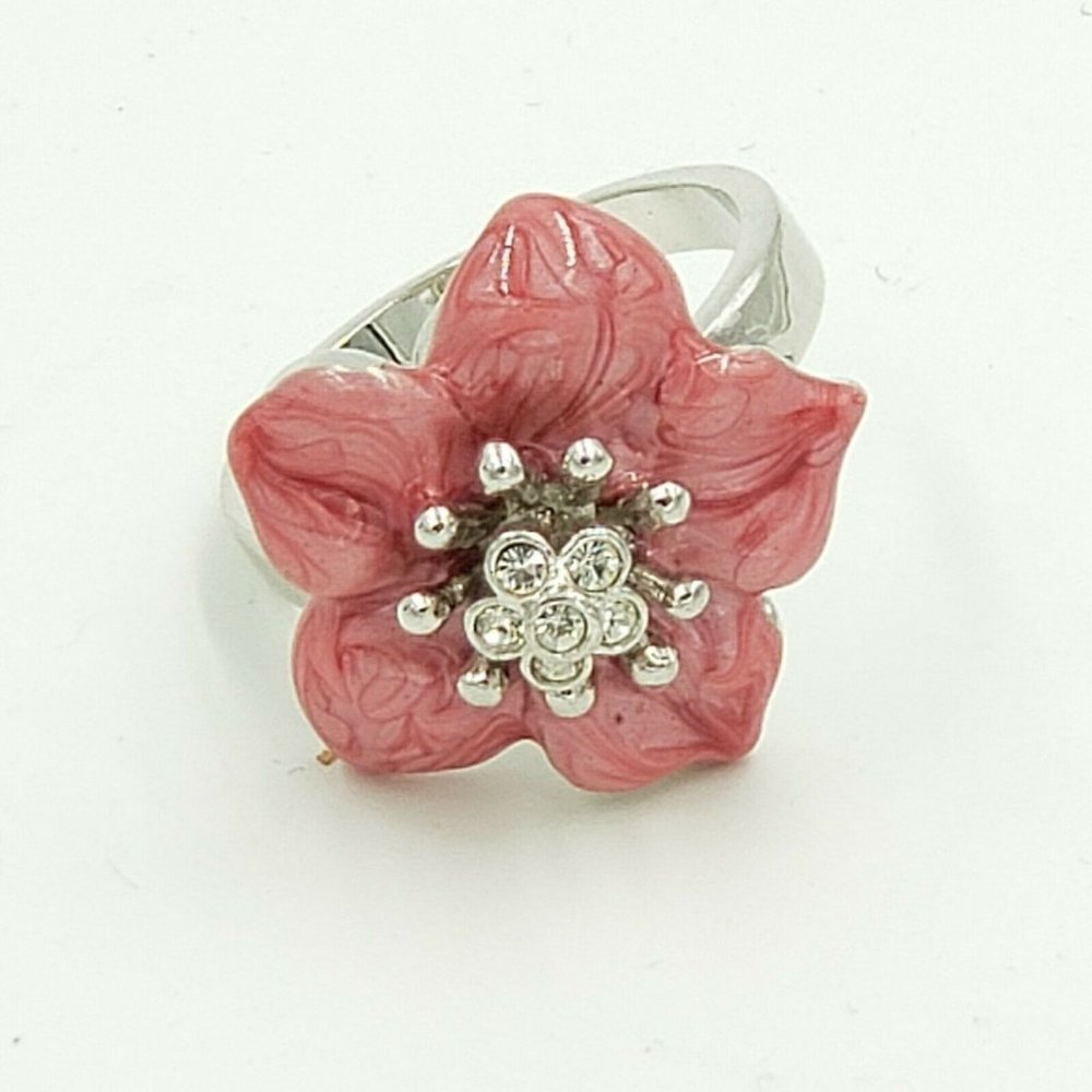 Kenneth Jay Lane Kjl Pink Enamel Flower Ring - image 4